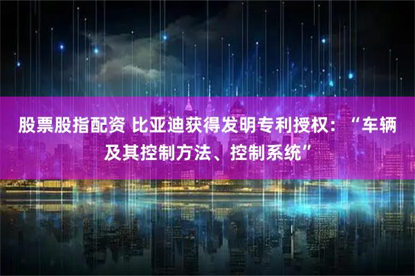 股票股指配资 比亚迪获得发明专利授权：“车辆及其控制方法、控制系统”
